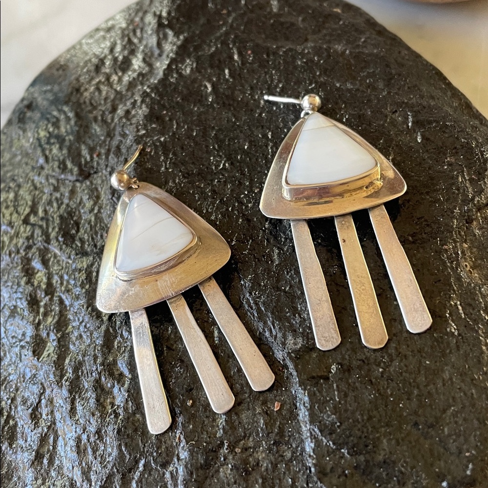 Christin Wolf Vintage Dangle Mother Of Pearl Earrings